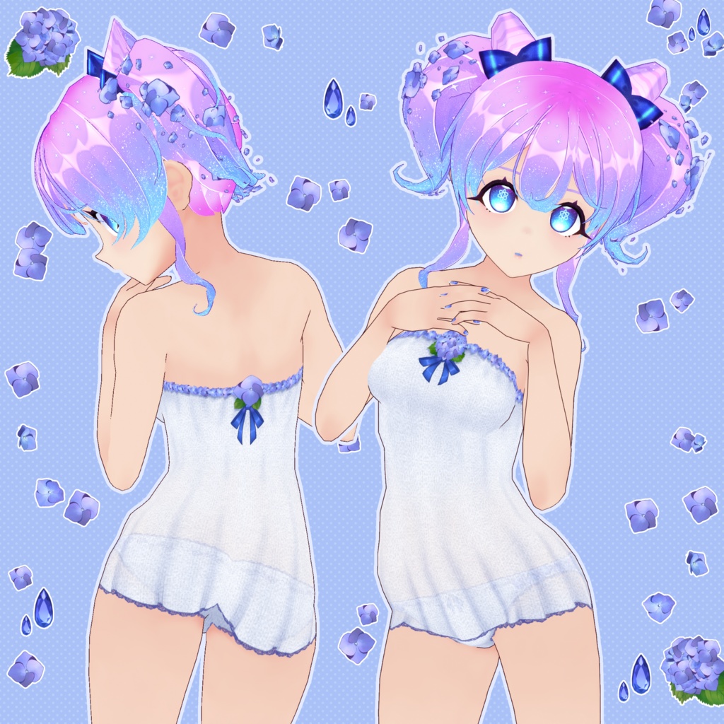 【VRoid】紫陽花っぽいコーデセット