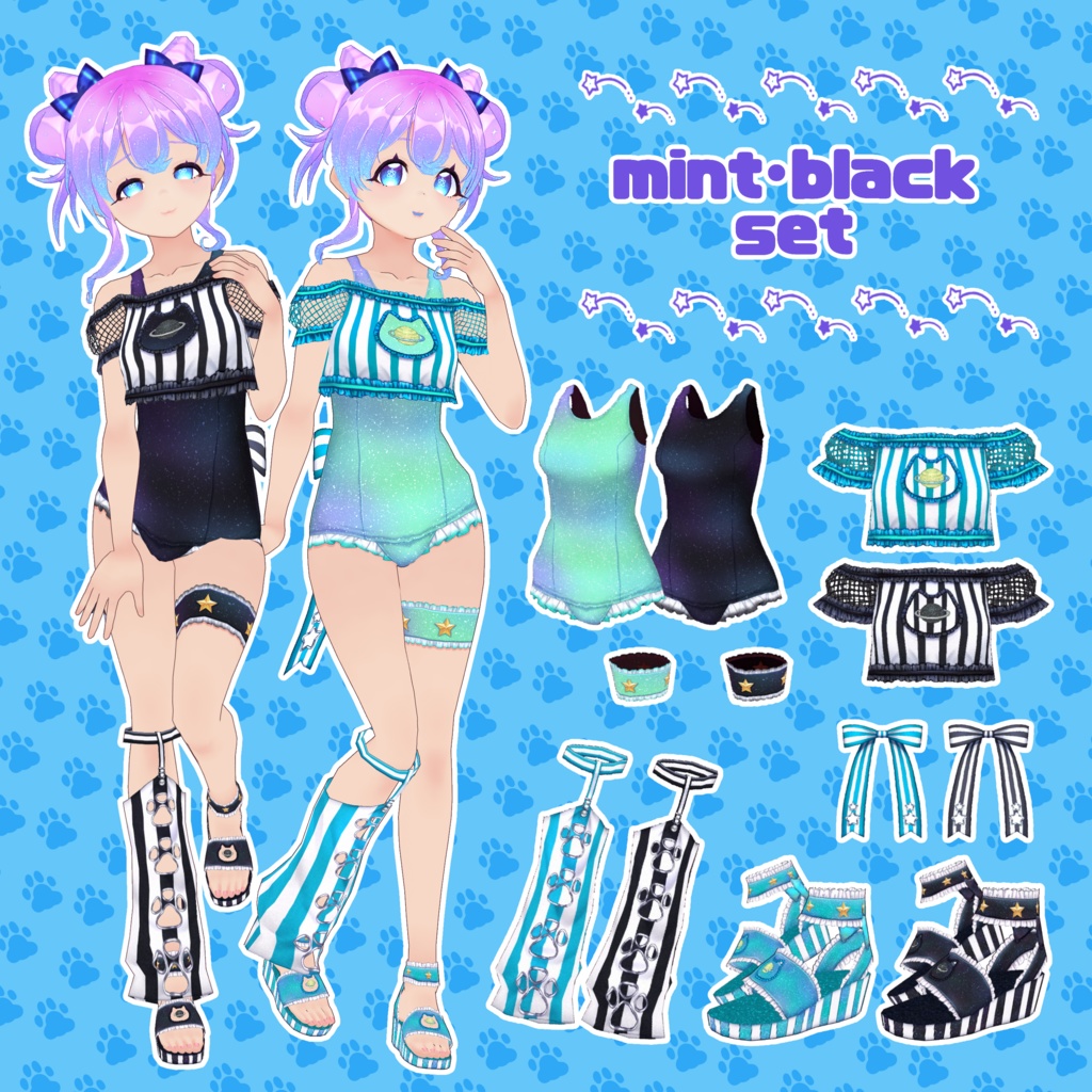 【VRoid】宇宙猫スクール水着