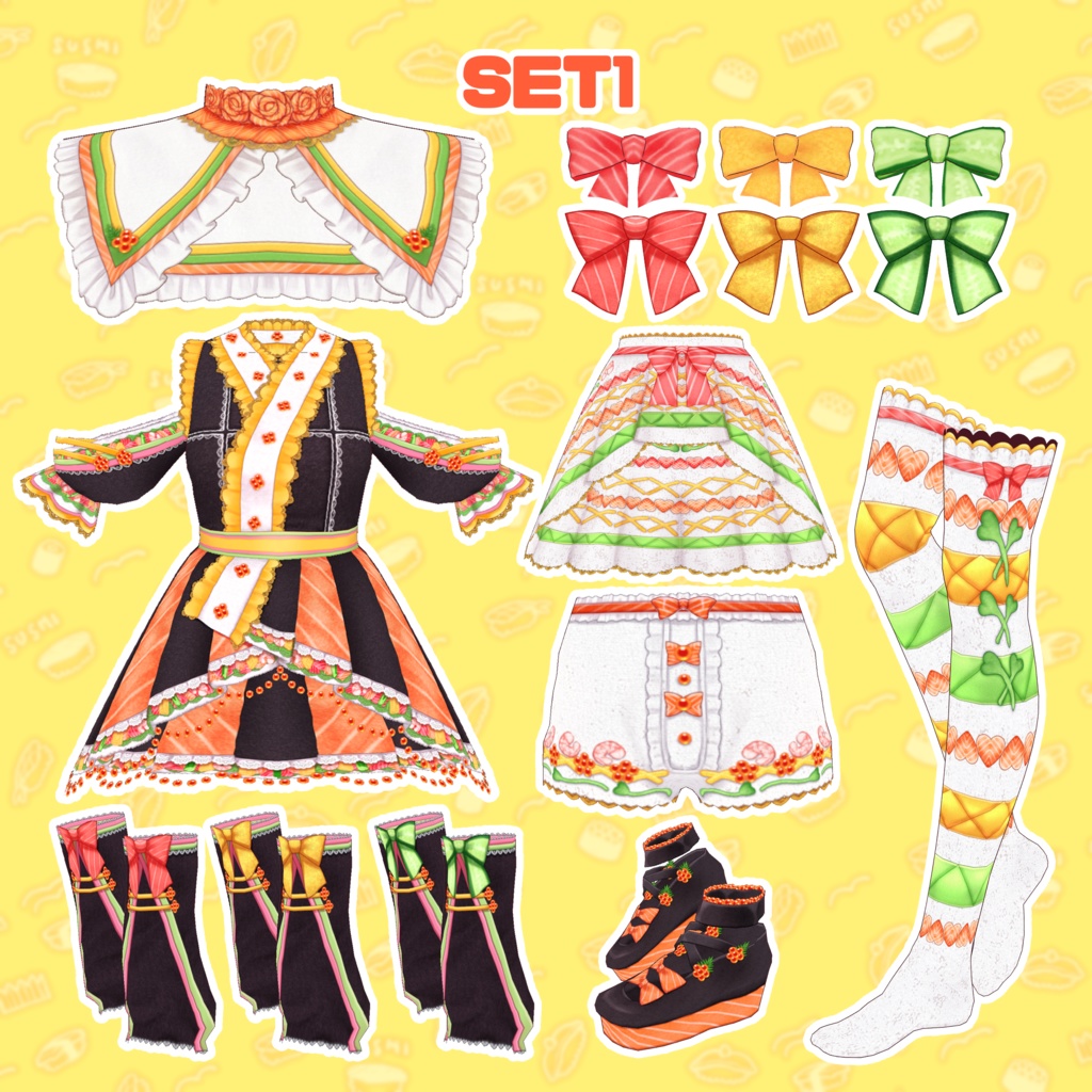 【VRoid】カラフル巻き寿司コーデセット