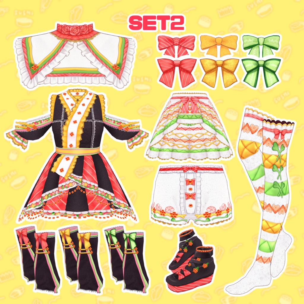 【VRoid】カラフル巻き寿司コーデセット