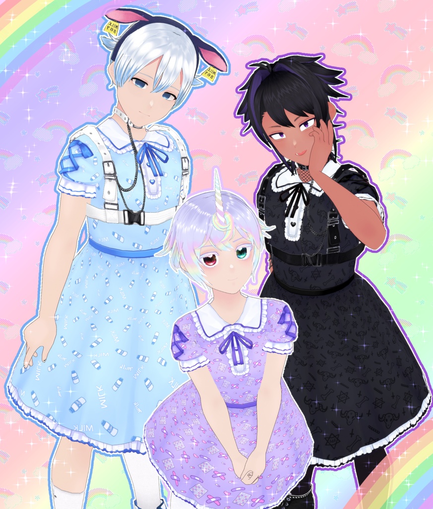 【VRoid】kawaii柄ワンピース