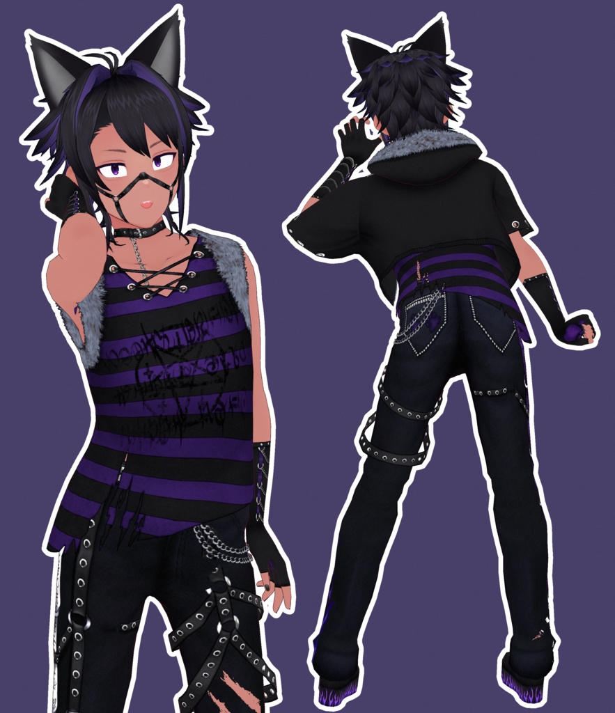 【VRoid】ゴスパンク狼男コーデセット