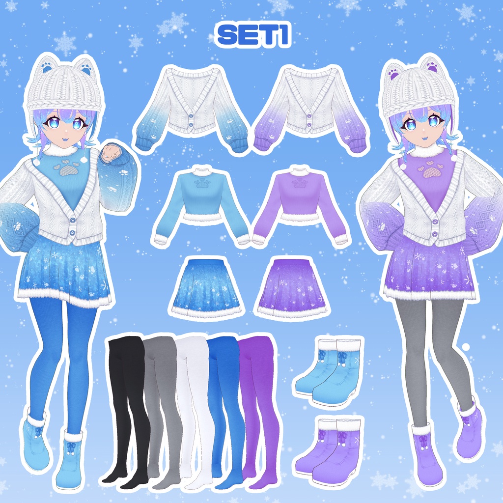 【VRoid】ねこ雪コーデセット