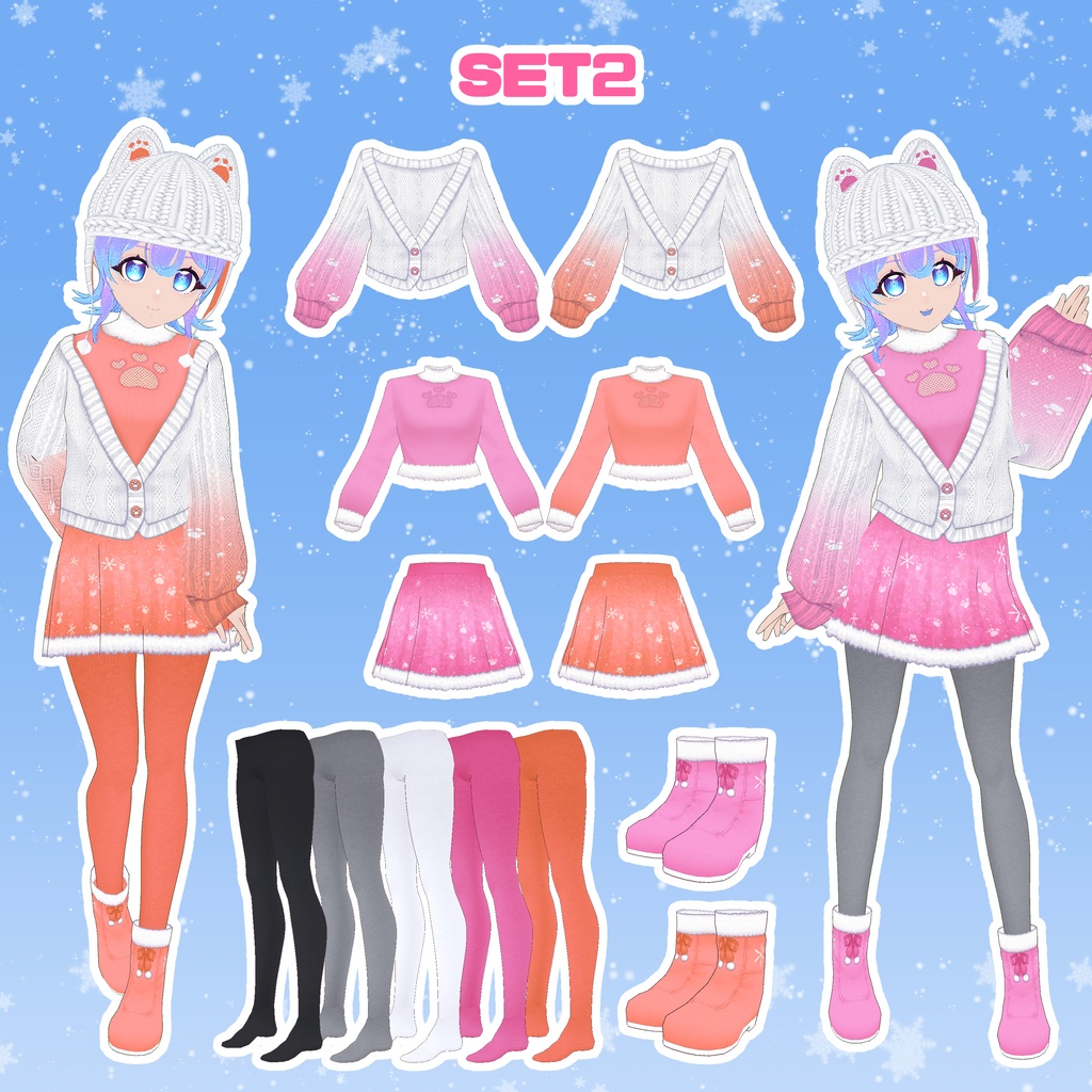 【VRoid】ねこ雪コーデセット