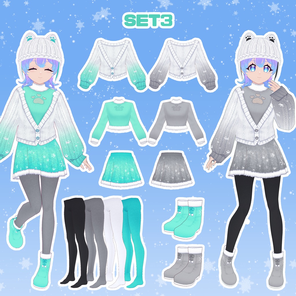 【VRoid】ねこ雪コーデセット