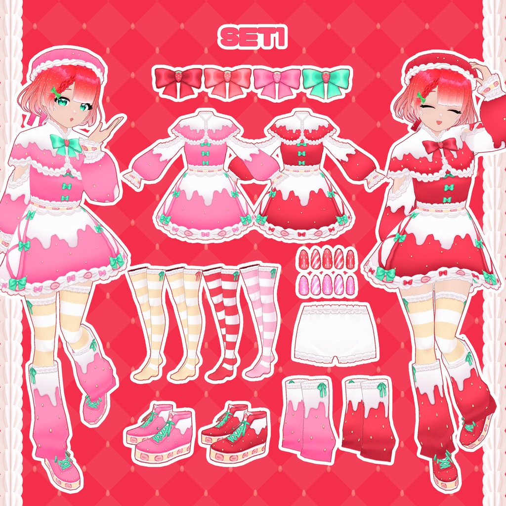 【VRoid】いちごケーキサンタコーデセット