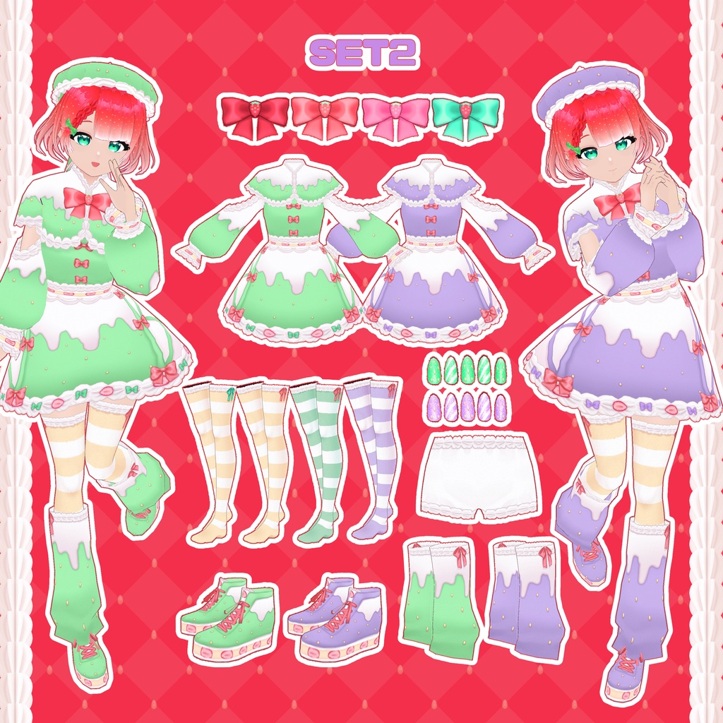 【VRoid】いちごケーキサンタコーデセット