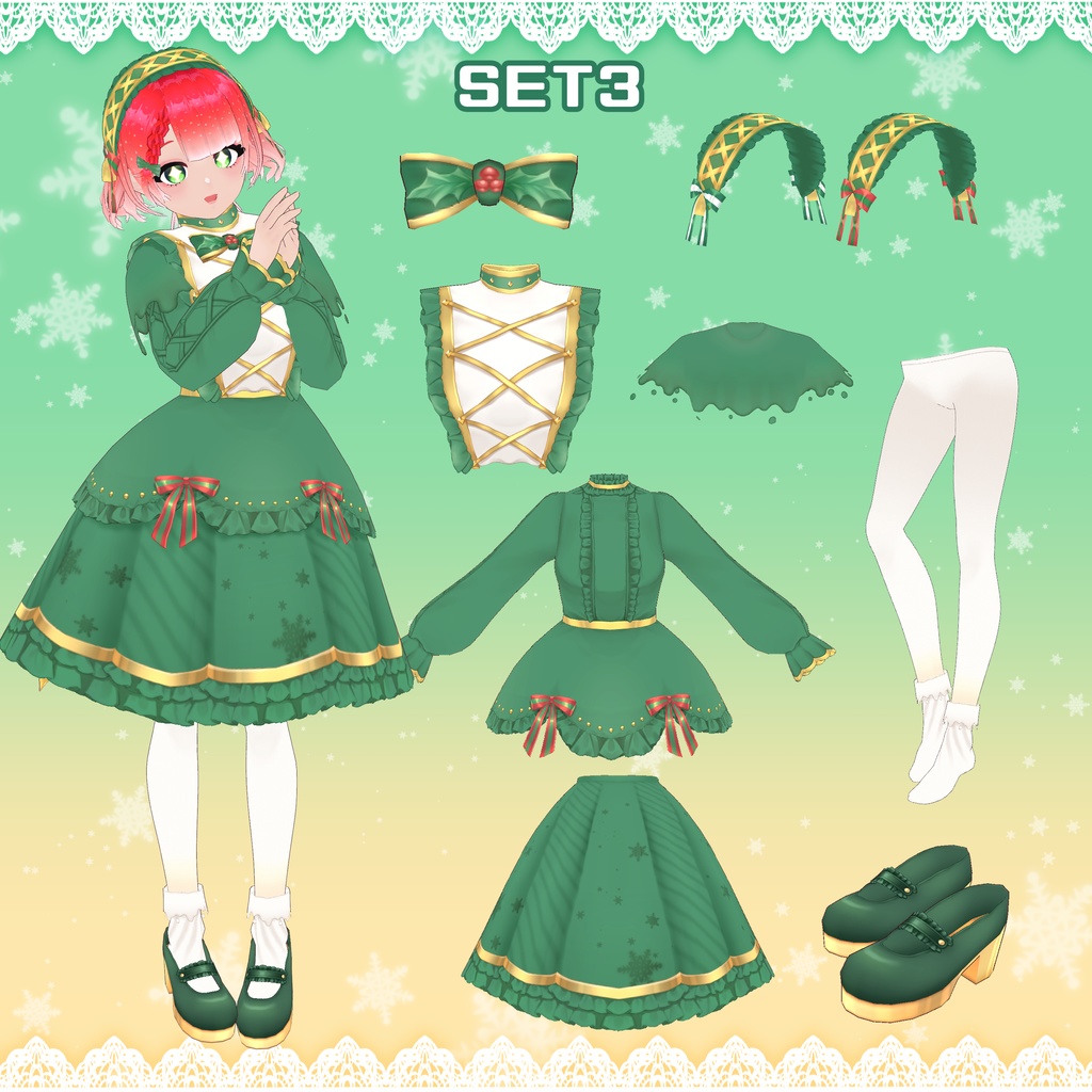 【VRoid】クリスマスキャンドルコーデ