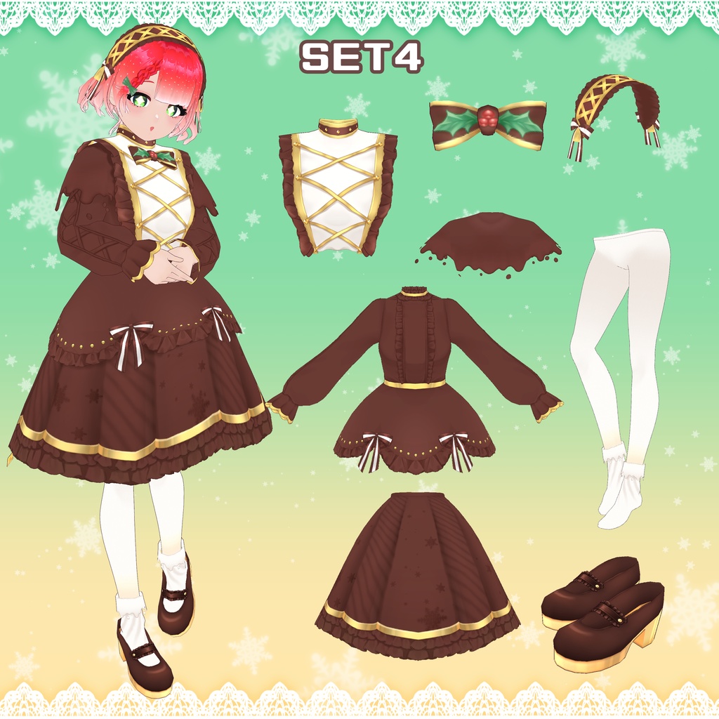 【VRoid】クリスマスキャンドルコーデ