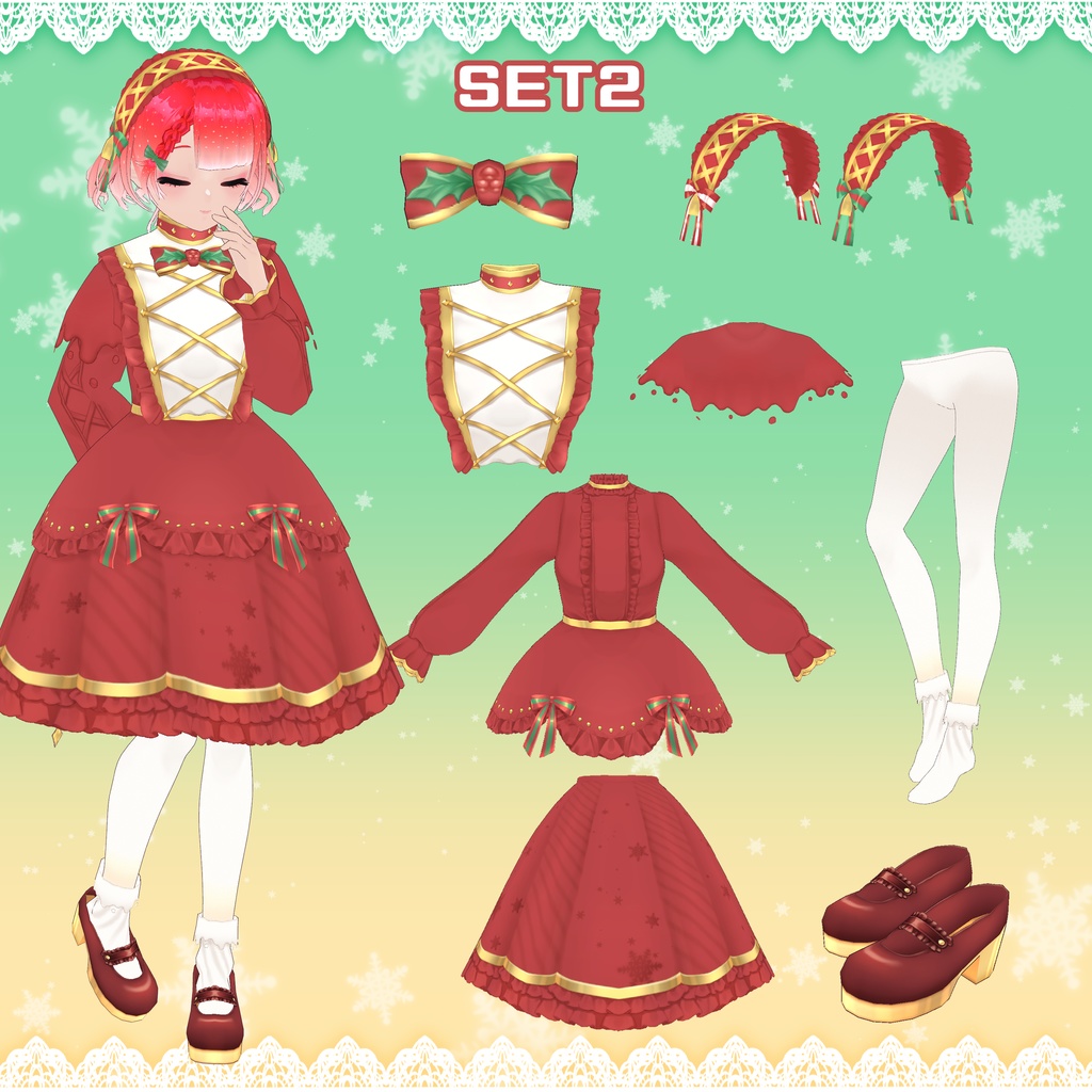 【VRoid】クリスマスキャンドルコーデ