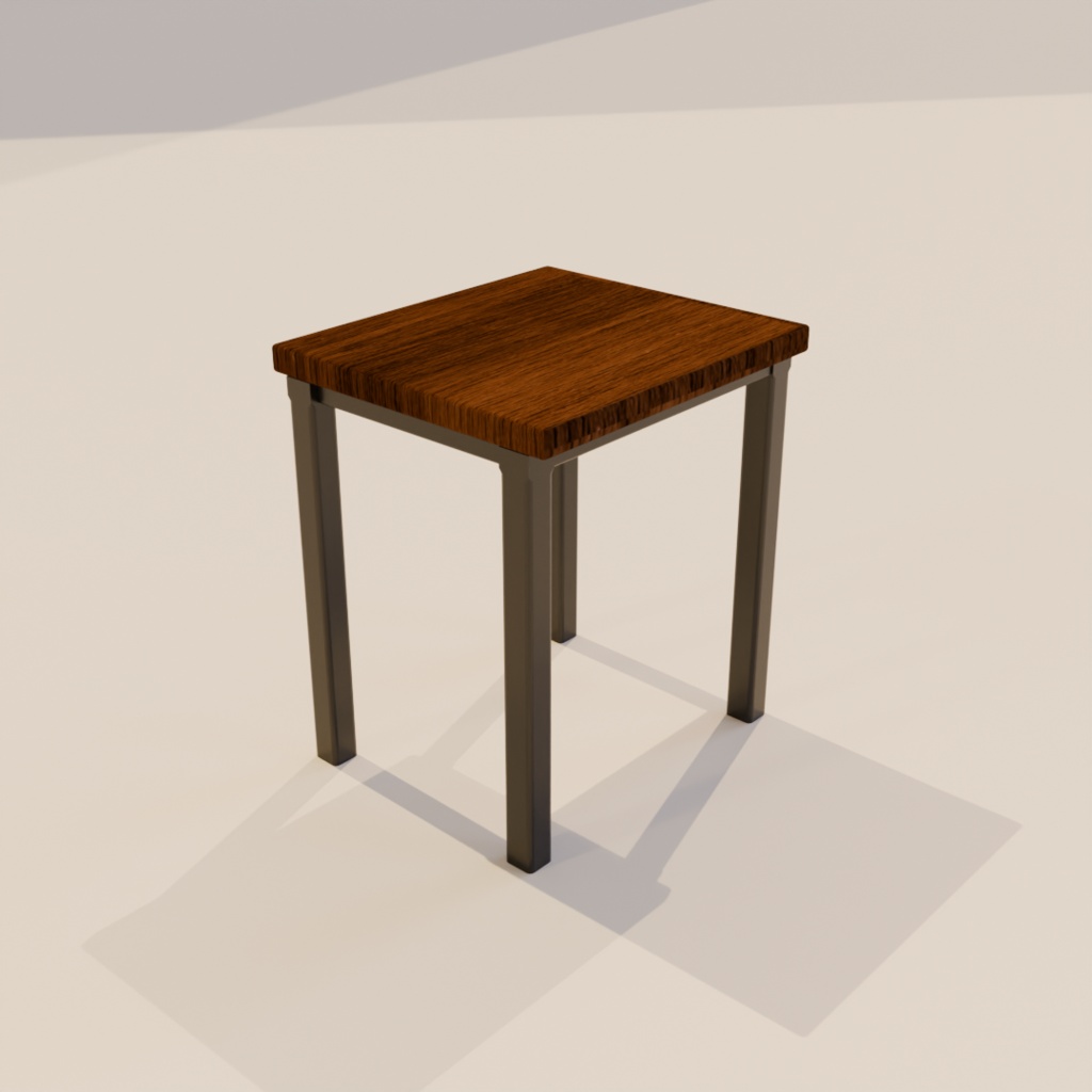 【VRChat対応】北欧フルーテッド家具セット Wenge&Steel|机・棚・スツール4脚 3Dモデル