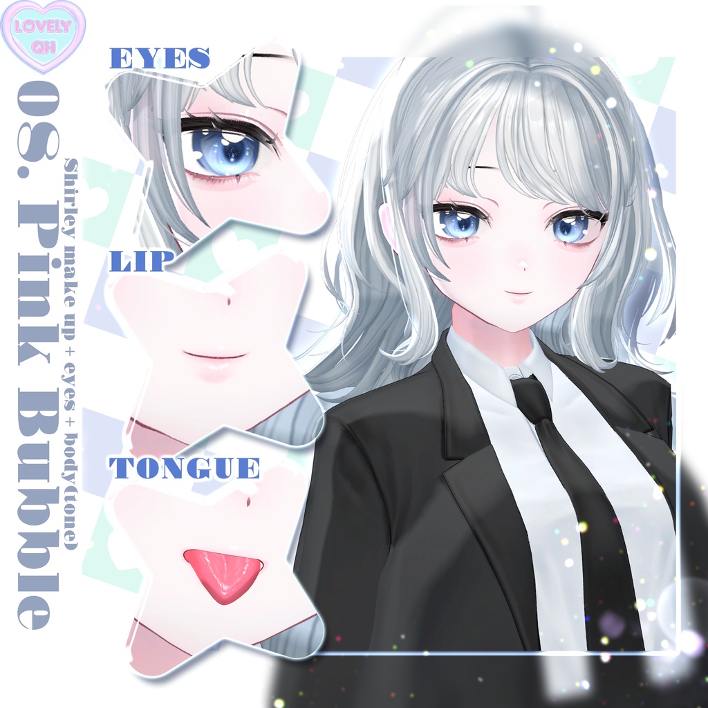【SHIRLEY , サエリ】 ʚ Pink bubble ɞ Make up + eyes + tongue + body (tone)