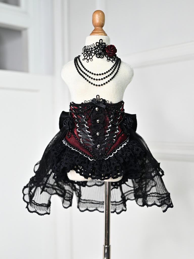 1/4 ドール服 コルセット単品 ゴシック風 ウエストシェイプ 赤黒
