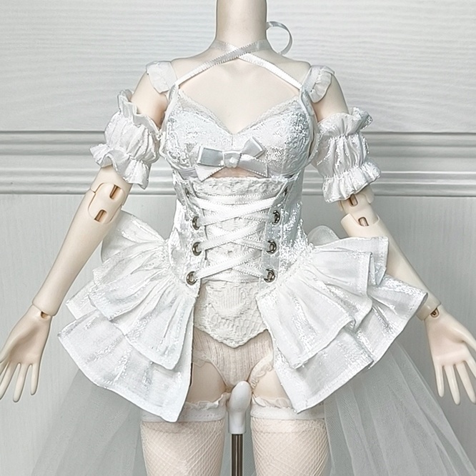 1/4ドール服 チュールスカートセット ホワイト 5点セット