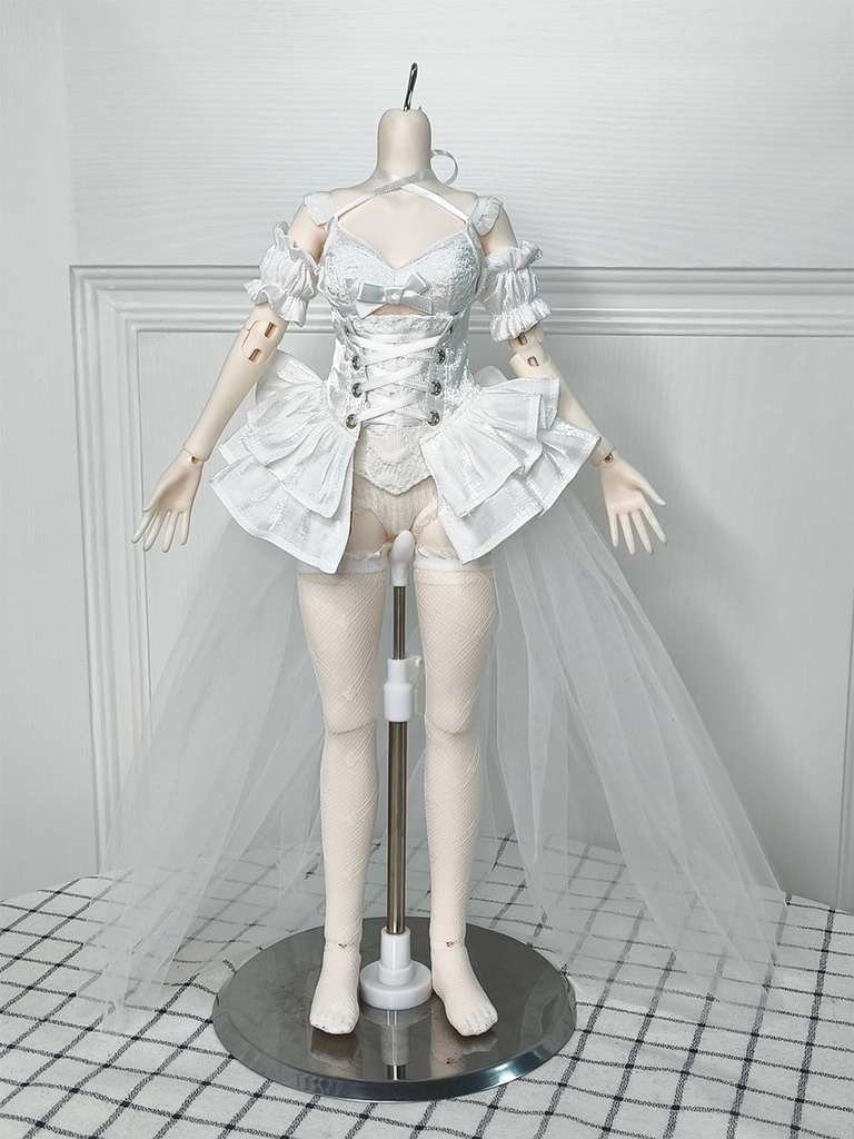 1/4ドール服 チュールスカートセット ホワイト 5点セット