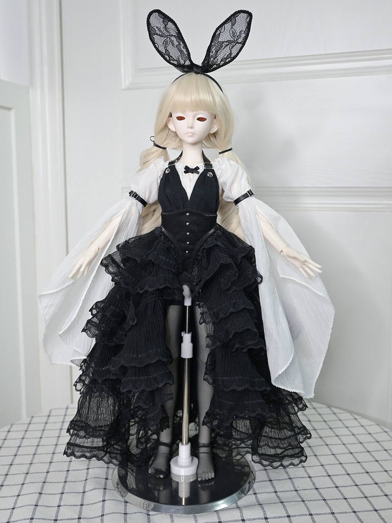 1/4ドール服 うさぎ 黒白 6点セット