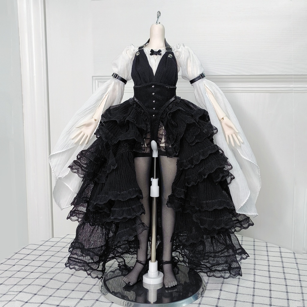 1/4ドール服 うさぎ 黒白 6点セット