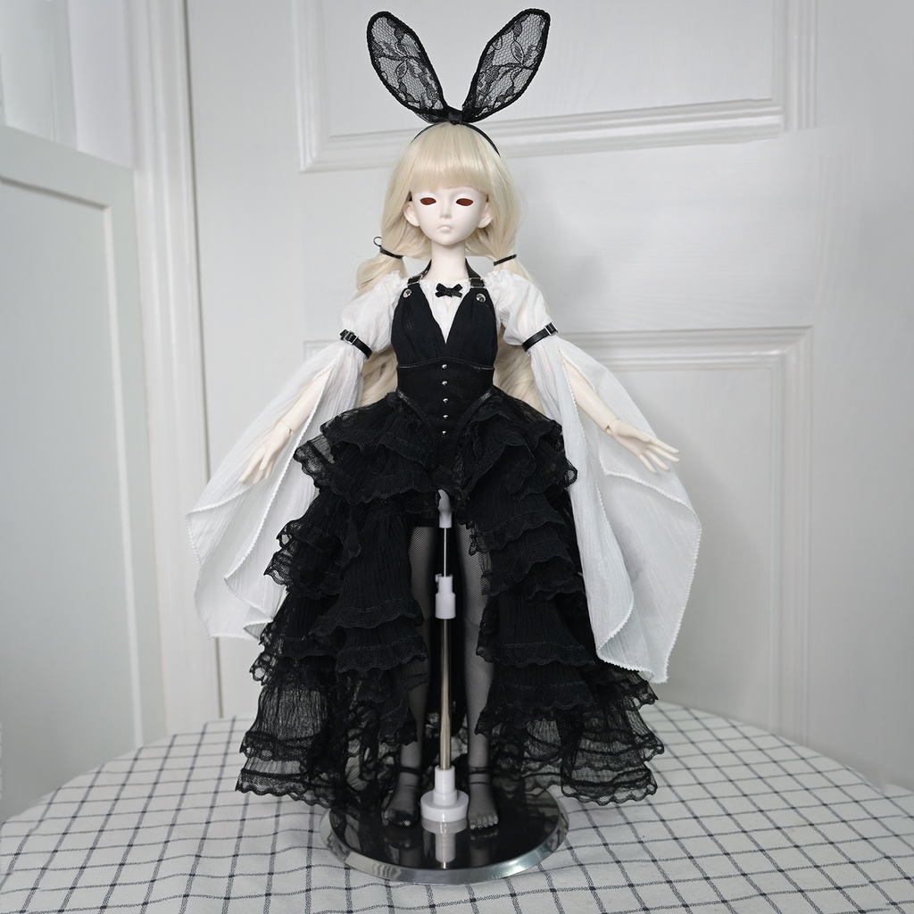 1/4ドール服 うさぎ 黒白 6点セット
