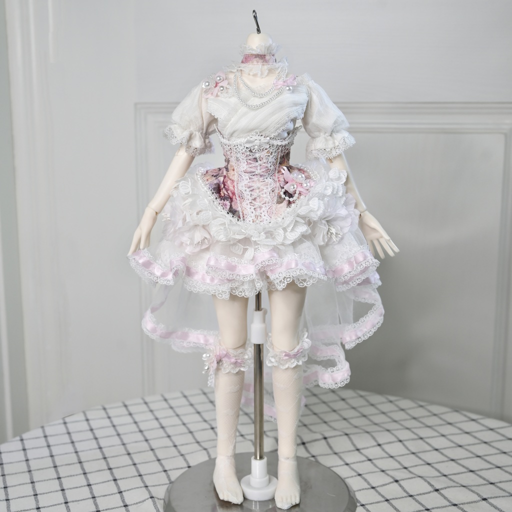 1/4ドール服　花嫁　ピンク　8点セット