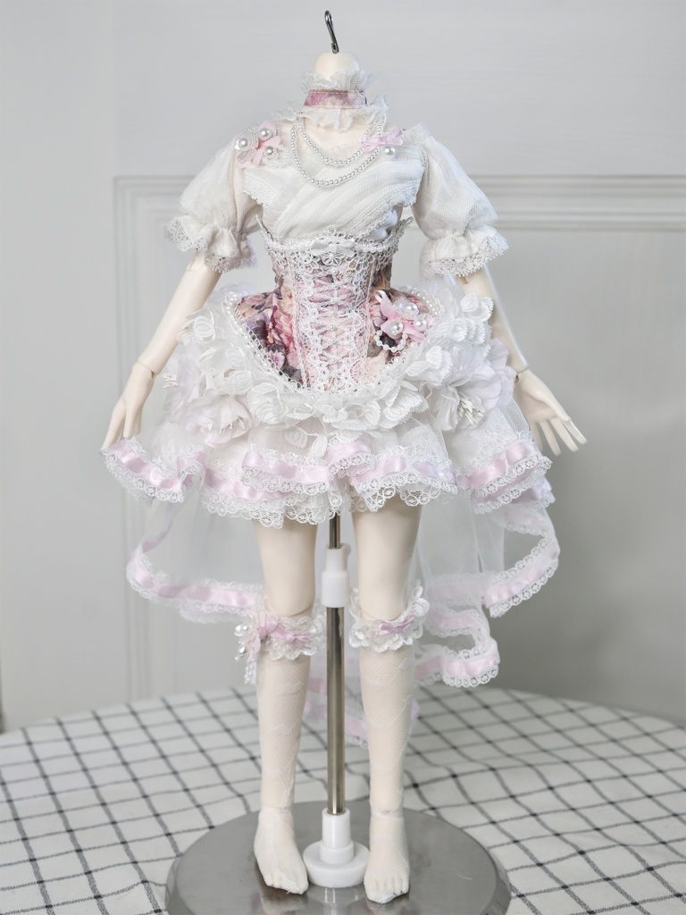 1/4ドール服　花嫁　ピンク　8点セット