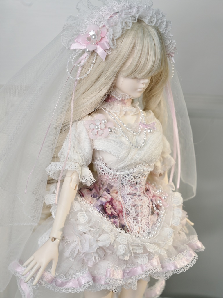 1/4ドール服　花嫁　ピンク　8点セット