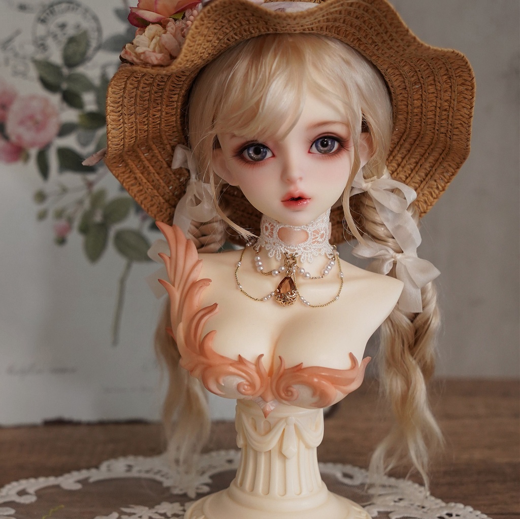 【1/3】1/3ドール用 　ネックレス　レースペンダント　ラインストーン　アクセサリー　水晶風 クラシカル　アンティーク風　ヴィンテージ調　ロココ調　バロック風