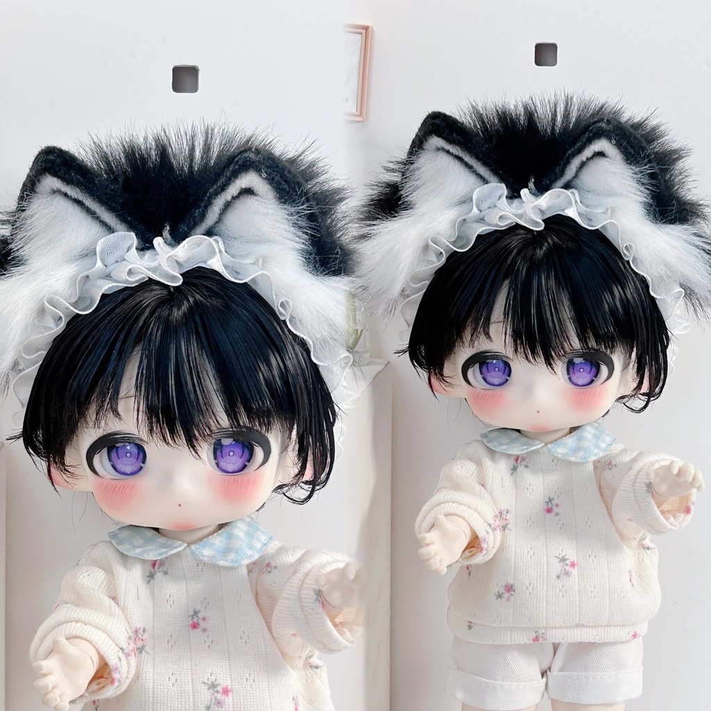 【1/4】ヘッドドレス ドール用カチューシャ 猫耳カチューシャ 狐耳 アニマル耳 MDD対応 ぬいサイズ 撮影小物 衣装アクセサリー