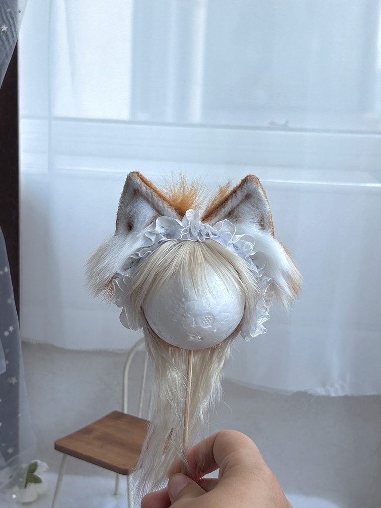 【1/4】ヘッドドレス ドール用カチューシャ 猫耳カチューシャ 狐耳 アニマル耳 MDD対応 ぬいサイズ 撮影小物 衣装アクセサリー