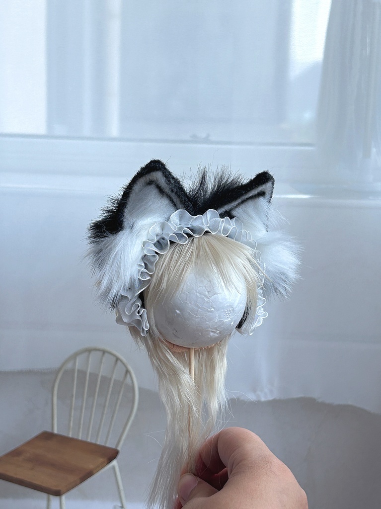 【1/4】ヘッドドレス ドール用カチューシャ 猫耳カチューシャ 狐耳 アニマル耳 MDD対応 ぬいサイズ 撮影小物 衣装アクセサリー
