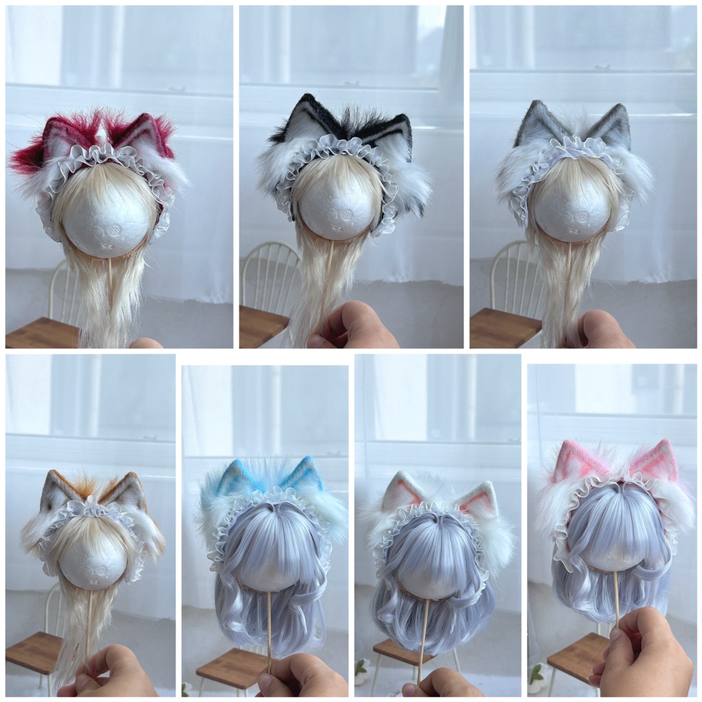 【1/4】ヘッドドレス ドール用カチューシャ 猫耳カチューシャ 狐耳 アニマル耳 MDD対応 ぬいサイズ 撮影小物 衣装アクセサリー