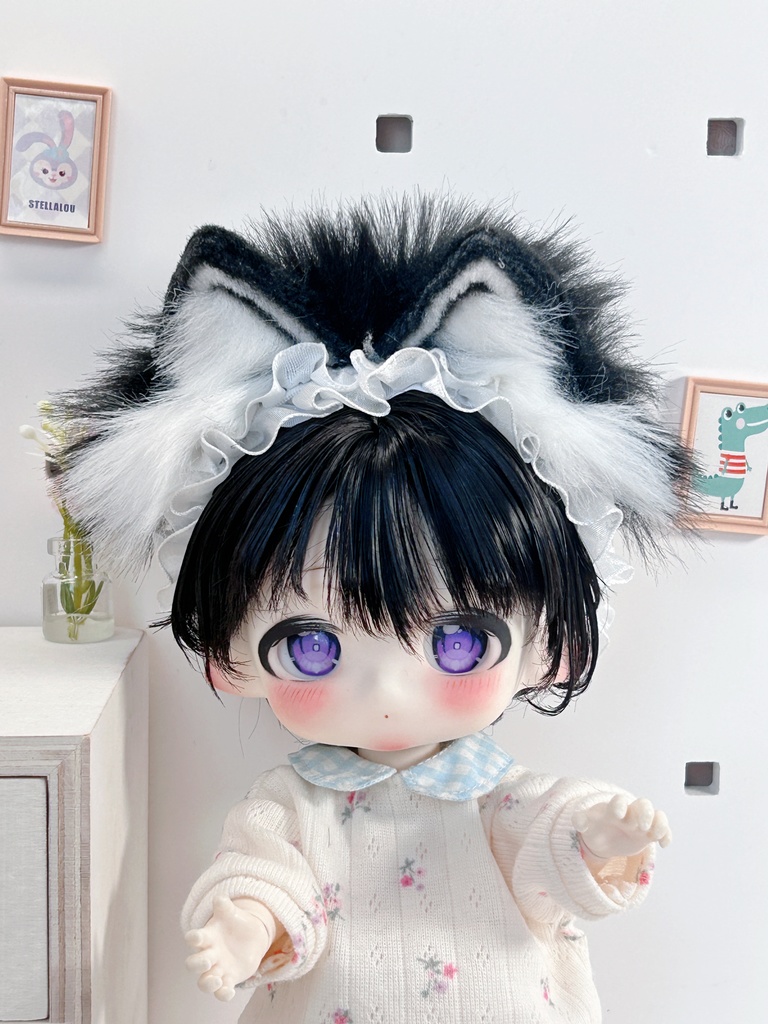 【1/4】ヘッドドレス ドール用カチューシャ 猫耳カチューシャ 狐耳 アニマル耳 MDD対応 ぬいサイズ 撮影小物 衣装アクセサリー