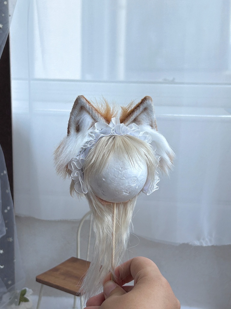 【1/4】ヘッドドレス ドール用カチューシャ 猫耳カチューシャ 狐耳 アニマル耳 MDD対応 ぬいサイズ 撮影小物 衣装アクセサリー