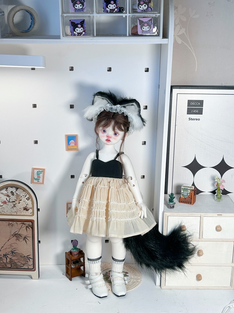 【1/4】ヘッドドレス ドール用カチューシャ 猫耳カチューシャ 狐耳 アニマル耳 MDD対応 ぬいサイズ 撮影小物 衣装アクセサリー