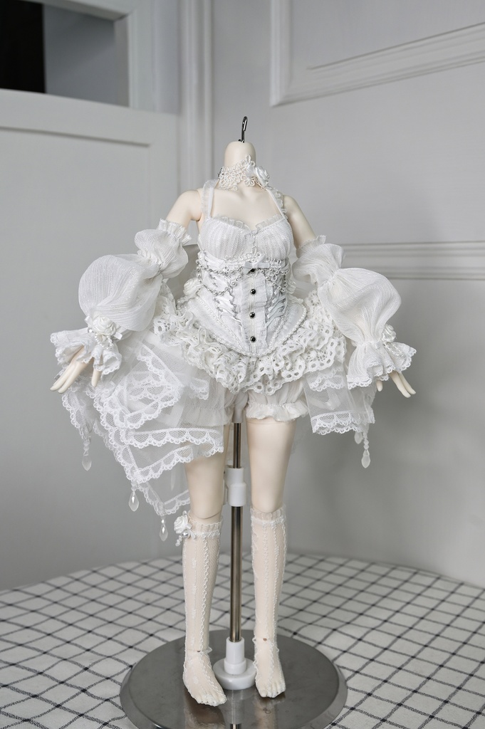 1/4ドール服 白バラ 7点セット