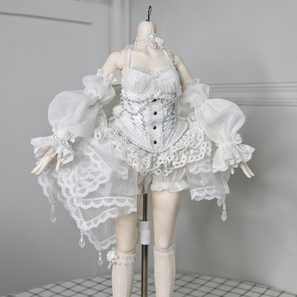 1/4ドール服 白バラ 7点セット