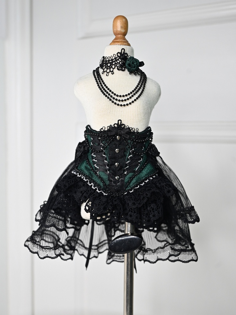 1/4 ドール服 コルセット単品 ゴシック風 ウエストシェイプ 緑黒