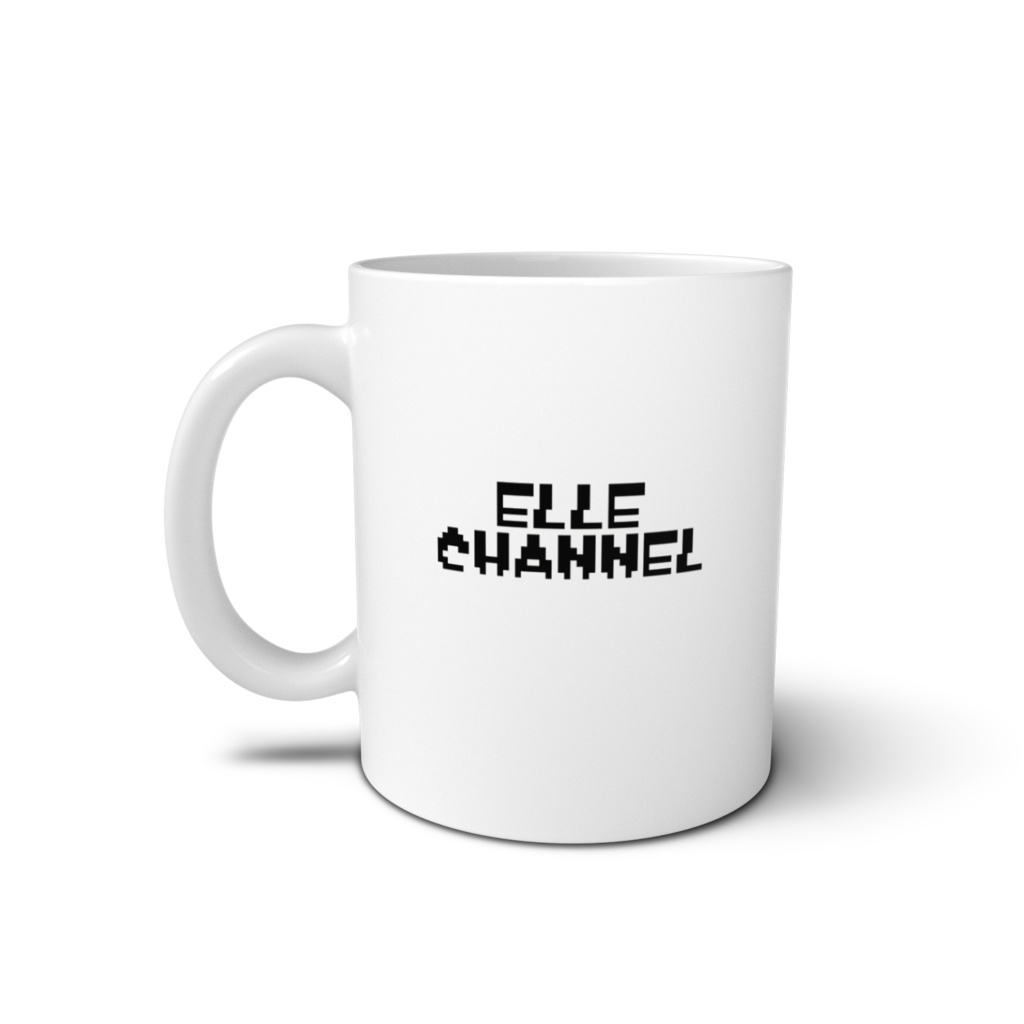 エルちゃん寝るちびエルとロゴドット絵マグカップ