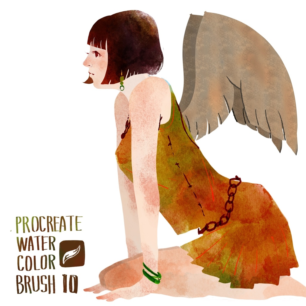 Procreate対応の水彩境界や滲みのある水彩画材ブラシ10本セット「プロブラシ01」