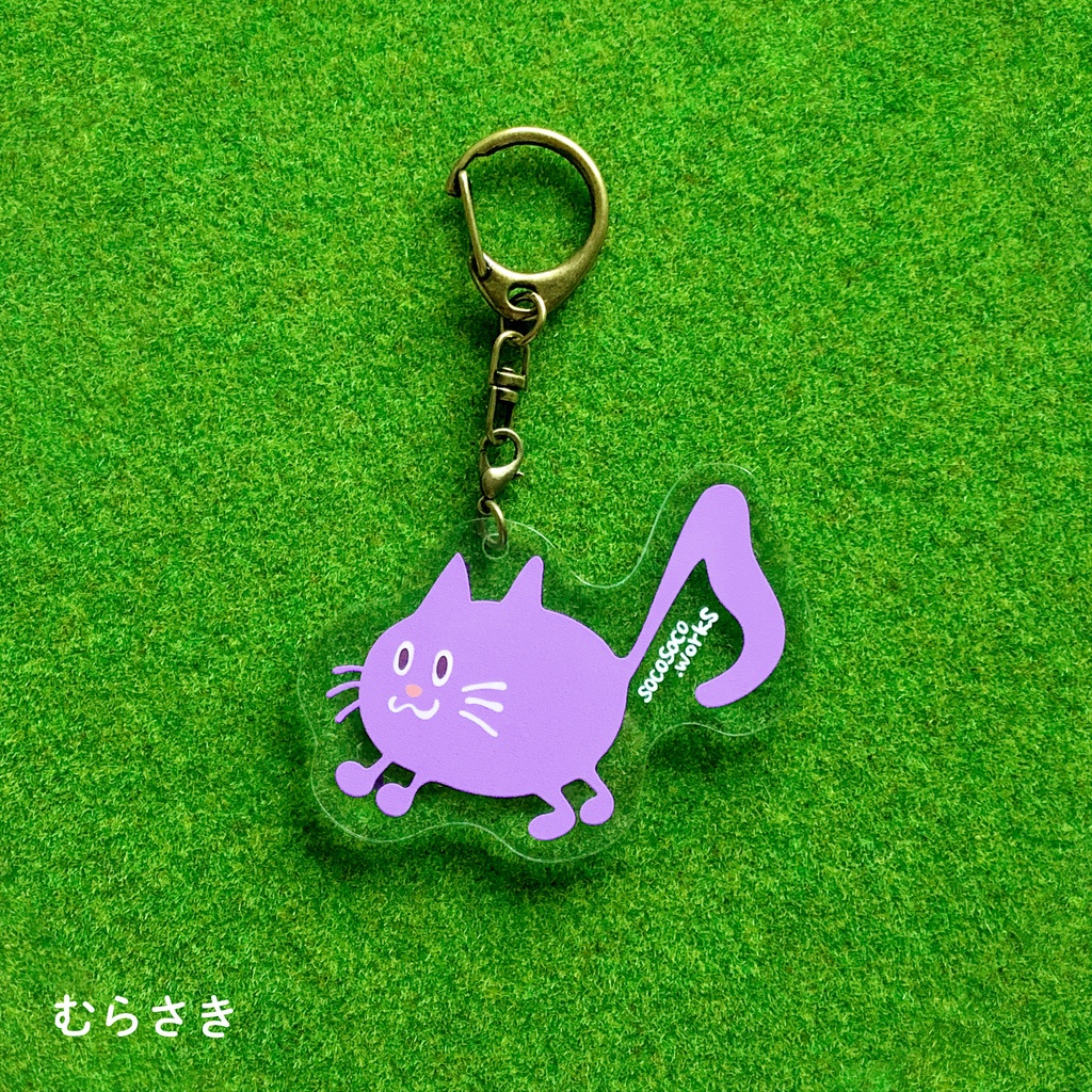 【おんぷネコ♪】アクリルキーホルダー(いろいろカラフル): あんしんBOOTHパック(匿名発送)