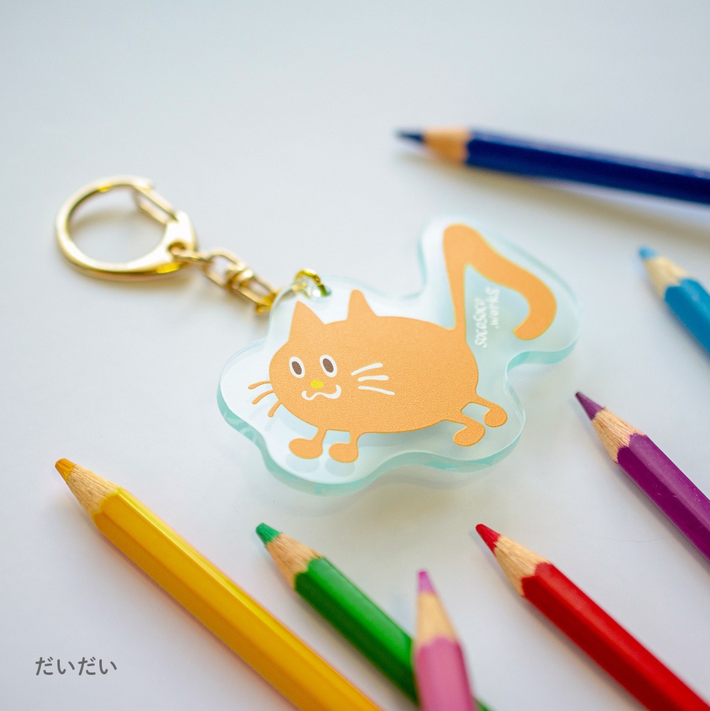 【おんぷネコ♪】アクリルキーホルダー(いろいろカラフル): あんしんBOOTHパック(匿名発送)