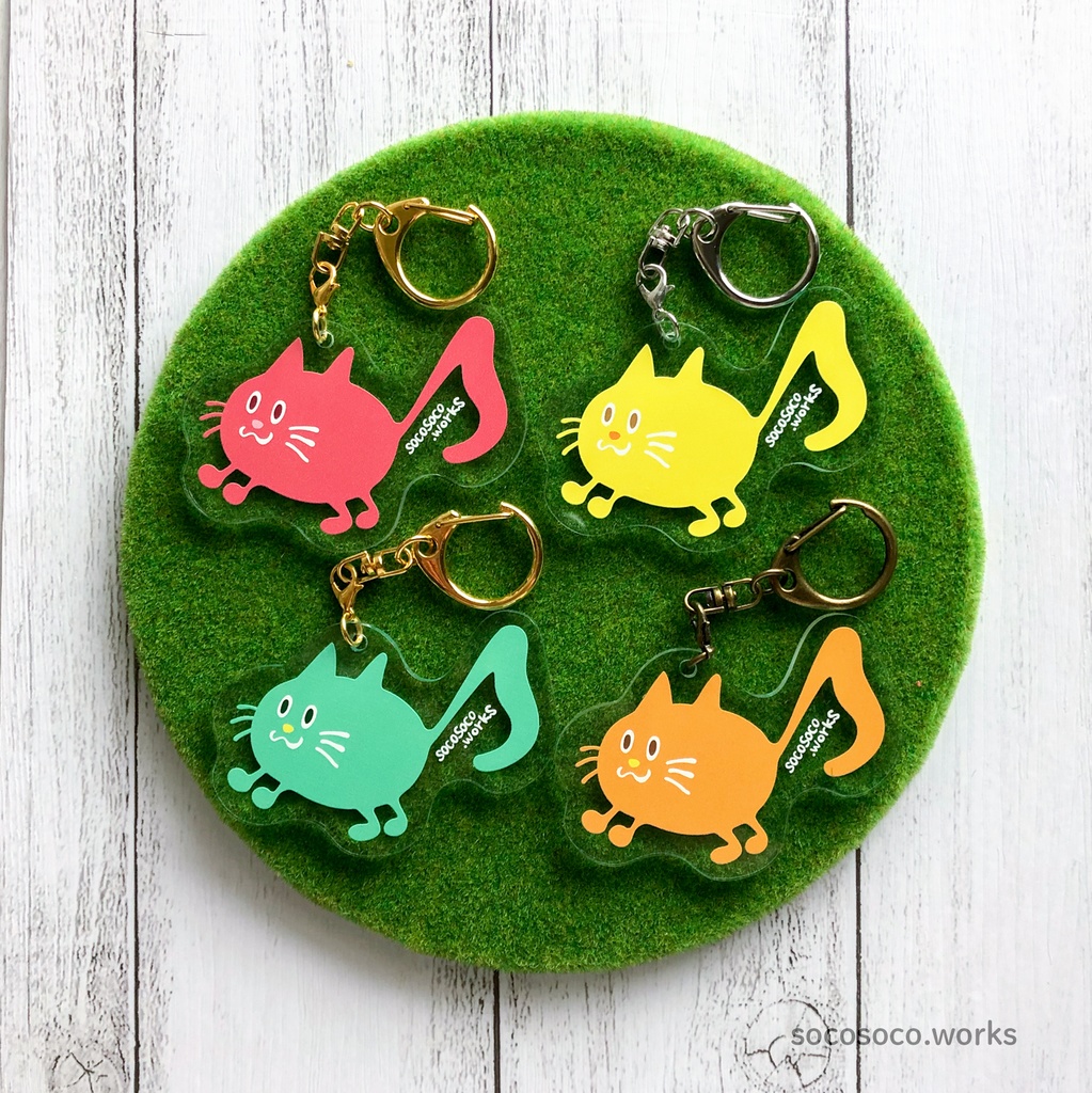 【おんぷネコ♪】アクリルキーホルダー(いろいろカラフル): あんしんBOOTHパック(匿名発送)