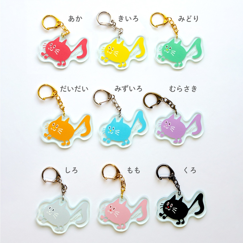 【おんぷネコ♪】アクリルキーホルダー(いろいろカラフル): あんしんBOOTHパック(匿名発送)