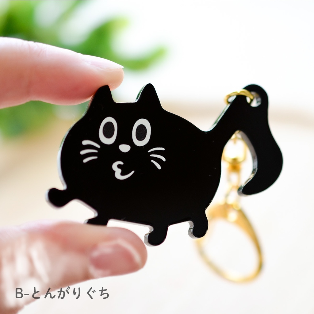 【おんぷネコ♪】アクリルキーホルダー(つやつやブラック): あんしんBOOTHパック(匿名発送)