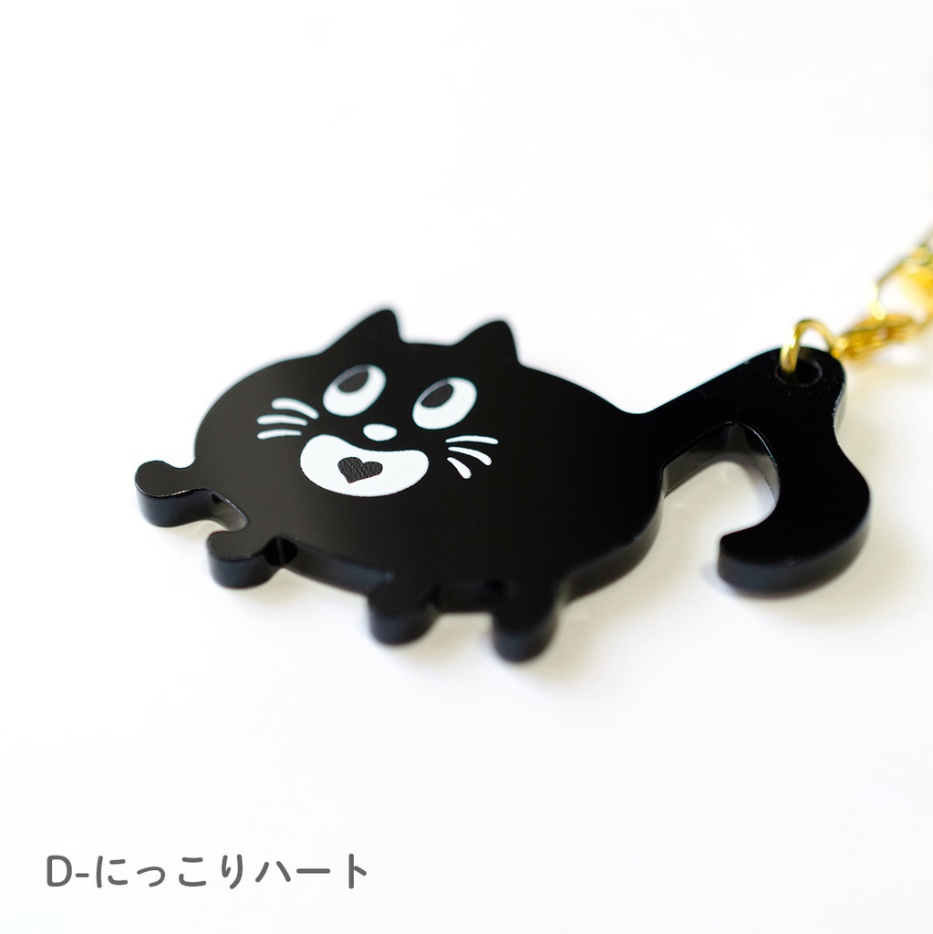 【おんぷネコ♪】アクリルキーホルダー(つやつやブラック): あんしんBOOTHパック(匿名発送)