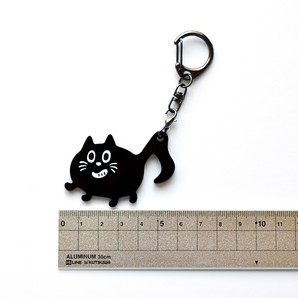 【おんぷネコ♪】アクリルキーホルダー(つやつやブラック): あんしんBOOTHパック(匿名発送)
