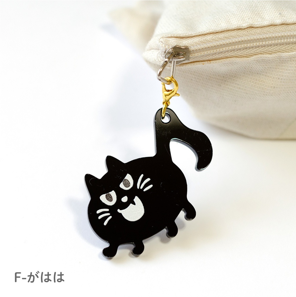 【おんぷネコ♪】アクリルキーホルダー(つやつやブラック): あんしんBOOTHパック(匿名発送)