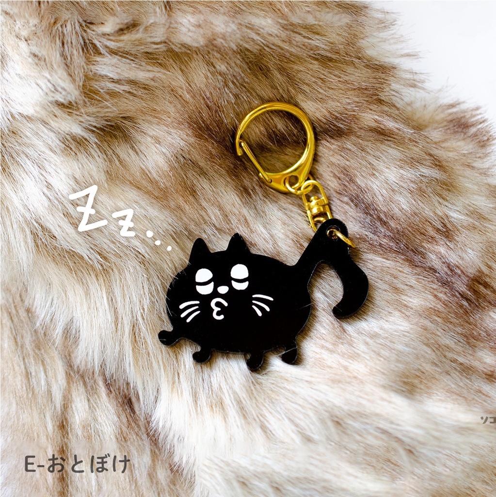 【おんぷネコ♪】アクリルキーホルダー(つやつやブラック): あんしんBOOTHパック(匿名発送)