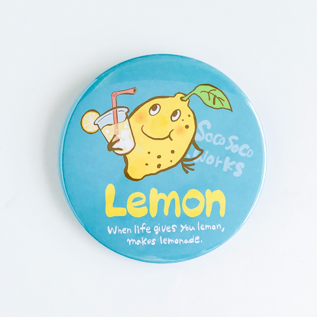 【レモンセンパイ】缶バッジ（レモネードレモン）： あんしんBOOTHパック(匿名発送)