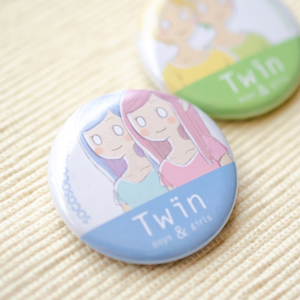 【Twins】缶バッジ(ふたご2個セット): あんしんBOOTHパック(匿名発送)