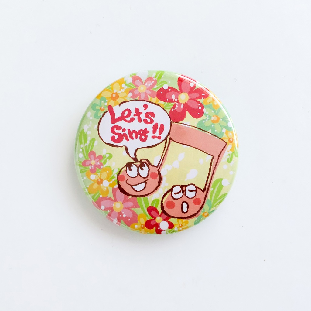 【なかよしおんぷ】缶バッジ(さあ歌え!と迫ってくるおんぷ): あんしんBOOTHパック(匿名発送)
